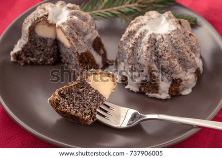 Christmas poppy seed cake with cheese. 