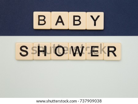 Baby Shower Spelled out on a Blue Background