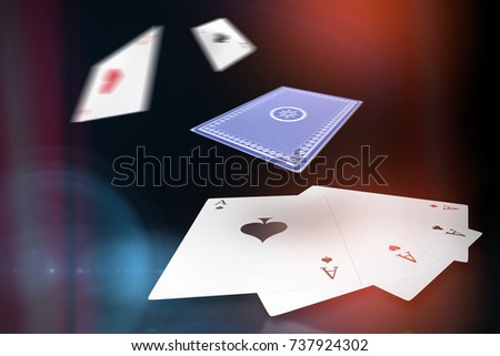 3D Vector image playing cards against dark grey background
