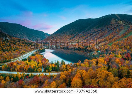 Fall colours in Franconia Notch State Park | White Mountain National Forest, New Hampshire, USA Royalty-Free Stock Photo #737942368