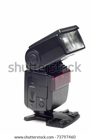 Electronic flash for slr cameras isolated on a white background.