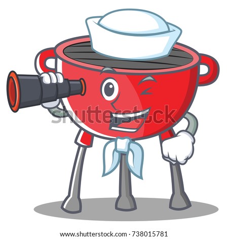 Sailor Barbecue Grill Cartoon Character