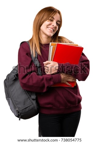 Student woman winking