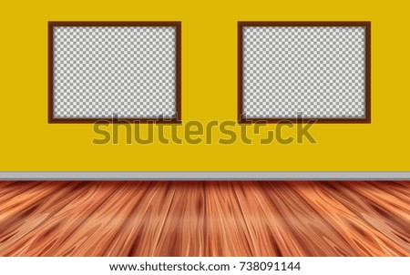 Room with two picture frames and wooden floor illustration