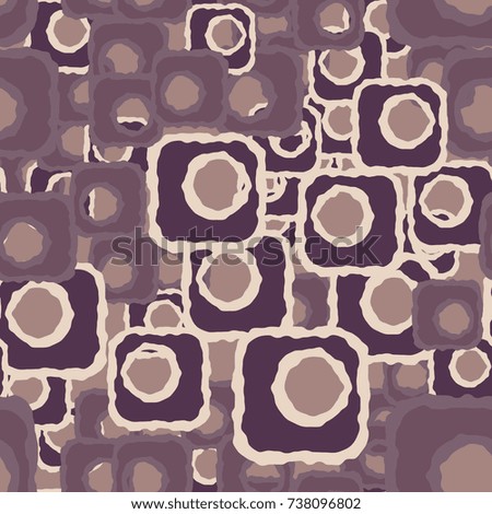 Seamless pattern. Leaky crooked squares with holes. Cheerful camouflage.