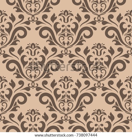 Wallpaper seamless pattern. Ornamental brown beige background. Vector illustration