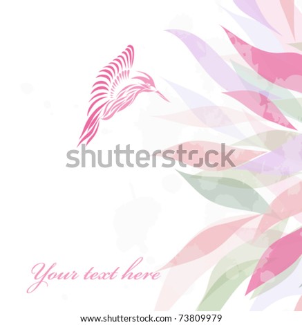 Beautiful pink hummingbird isolated on white background with your text (vector version eps 10). Great for signs, logos, web, logotype.