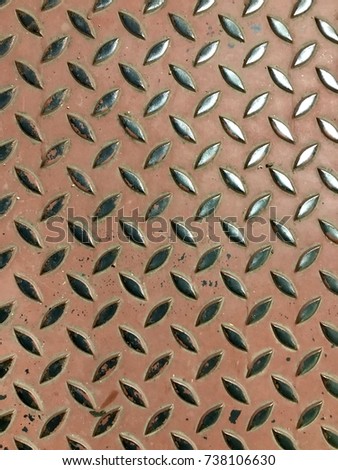 Steel Diamond Plate Silver and  floor texture Table of metal sheet. black and white background