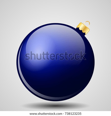 Blue Christmas Ball Isolated on White - Merry Christmas!