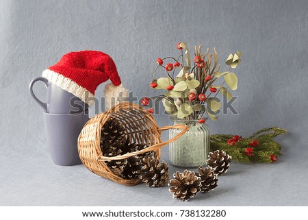Christmas greeting card on a gray background.