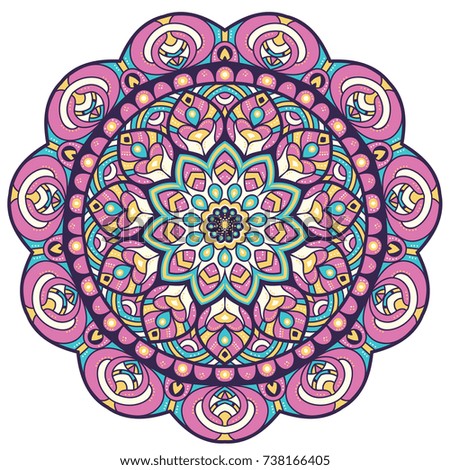 Vector round abstract circle. Colored Mandala style.