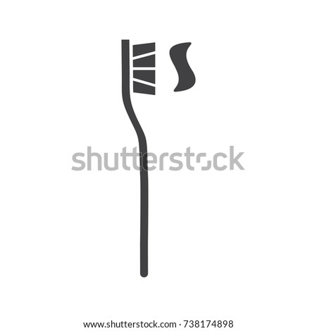Toothpaste with toothbrush glyph icon. Silhouette symbol. Dentifrice. Negative space. Raster isolated illustration