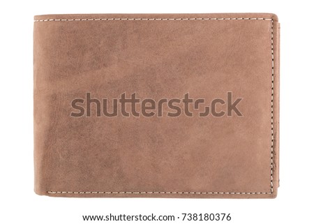 Men's brown leather wallet isolated on white background