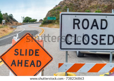 Road closed signs, danger concept.