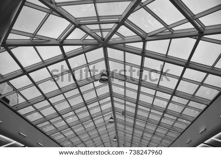 Glass roof of trade center.