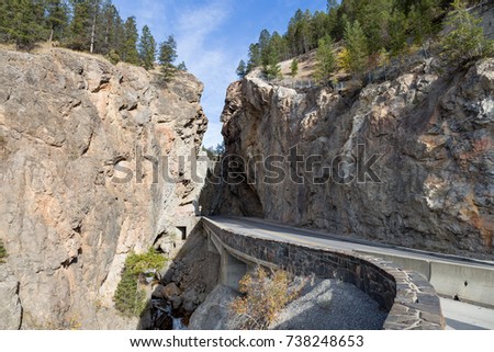View of Sinclair Canyon near Radium Hot Springs BC. Royalty-Free Stock Photo #738248653