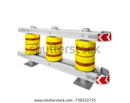 Automotive road barrier for dividing line on white background