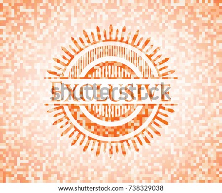Exclusive abstract orange mosaic emblem with background