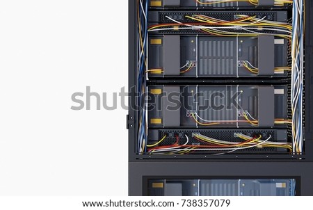 servers and hardware room computer technology concept photo on isolate white