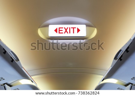 Emergency exit symbol  in airplane