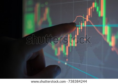 market trade background graph with red and green candles start growing