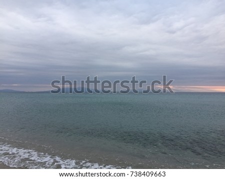 Sea Horizon. Beautiful nature, Cloud over mountain Olimp