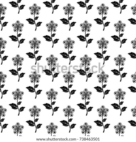 Black floral ornament on white background. Seamless pattern for textile and wallpapers