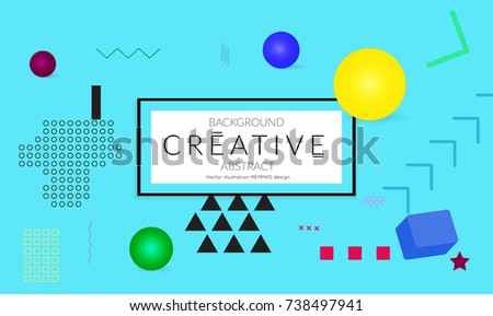 Minimal universal banner templates in Memphis style with 3D shapes. Futuristic retro 3D geometric design. Bright neon web banner layout.