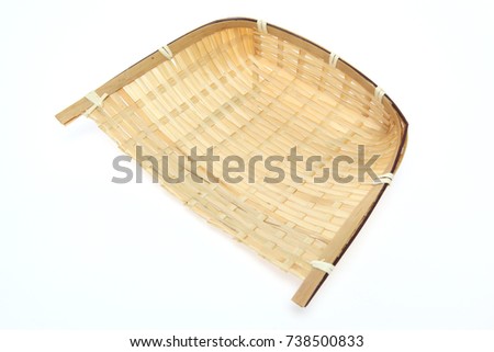 Bamboo colander in a white background