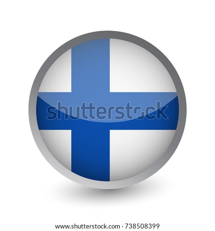 Finland Flag Round Glossy Icon. Vector illustration.