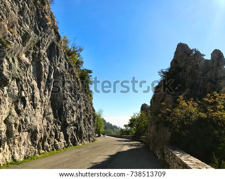 Wonderful view of Trieste 's landscape in Italy where the sea meets the mountains in a unique way. Royalty-Free Stock Photo #738513709