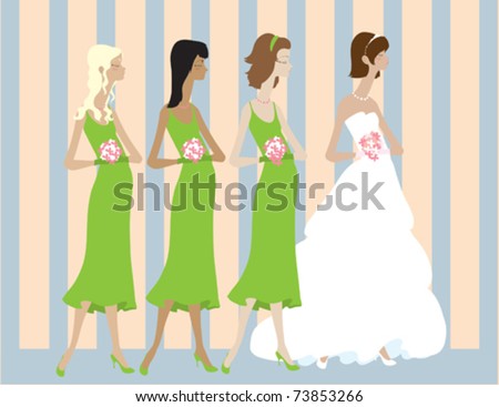 A bride standing with her bridal party.