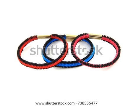 Strap and rubber band for hair isolated on white background.