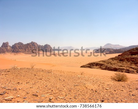 Landscape of Wadi Rum valley of the Moon desert in Jordan