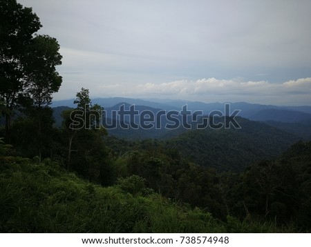 view at mount korga, Perak, Malaysia. The Titiwangsa Range also known as "Banjaran Besar" (Main Range) by locals, are the main range that forms the backbone of the Malay peninsula.