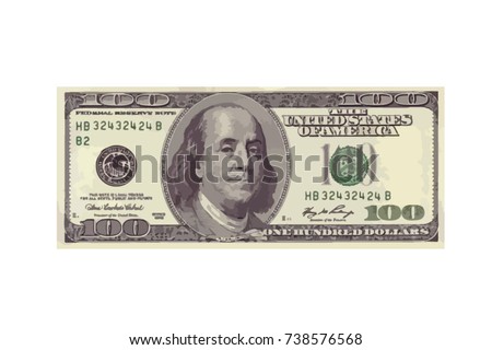 one hundred highly detailed dollar banknote. Vector Illustration Royalty-Free Stock Photo #738576568