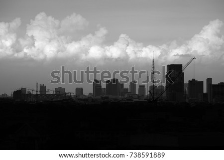 Scenery of Bangkok Cityscape, The Capital of Thailand in Black and White Style.