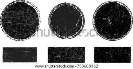 Grunge post Stamps Collection, Circles. Banners, Insignias , Logos, Icons, Labels and Badges Set . vector distress textures.blank shapes. Royalty-Free Stock Photo #738608362