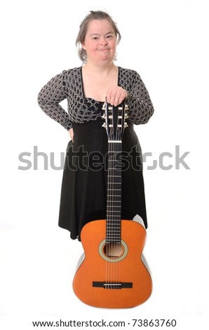 down syndrome woman with guitar