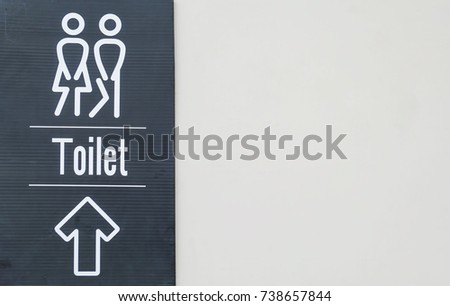 Black toilet sign , Cute man and lady  on White background .
