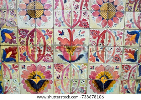 multicolored tiles with flowers, background