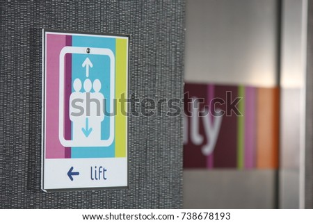  Colorful lift sign,elevator symbol in hotel