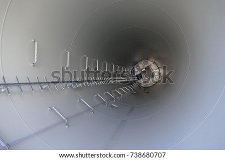 Construction of a wind turbine on a field / near the village of Hohnhorst, Hanover district, Germany, Europe Royalty-Free Stock Photo #738680707