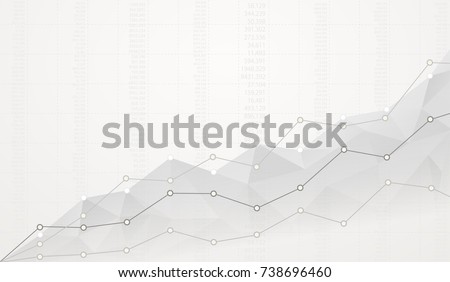 Financial polygonal diagram with ascending graphs on white background with numbers.