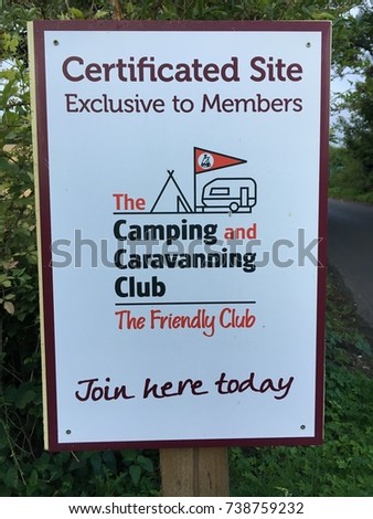 Camping Club Sign, Throwley, Faversham, Kent, England