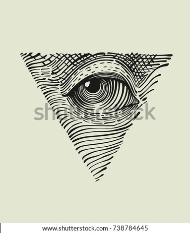 vector Icon of the all-seeing eye. The symbol of the Masons is the all-seeing eye in the triangle Royalty-Free Stock Photo #738784645