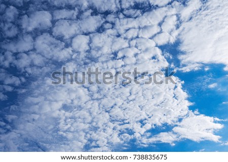 Beautiful cirrus fluffy clouds on a blue sky background