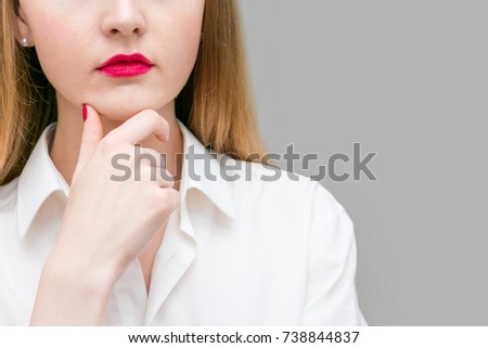  attractive woman thinking, reflect, background, with copy space for advertising