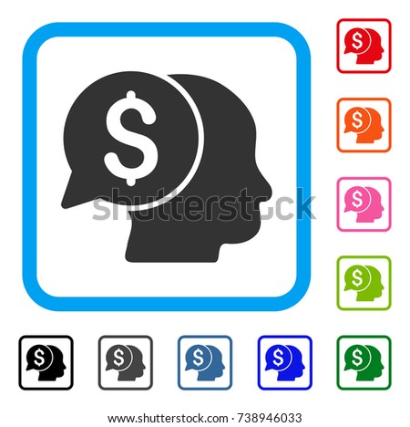Business Idea icon. Flat grey iconic symbol inside a light blue rounded squared frame. Black, gray, green, blue, red, orange color additional versions of Business Idea vector.