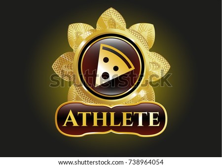  Gold emblem with pizza slice icon and Athlete text inside